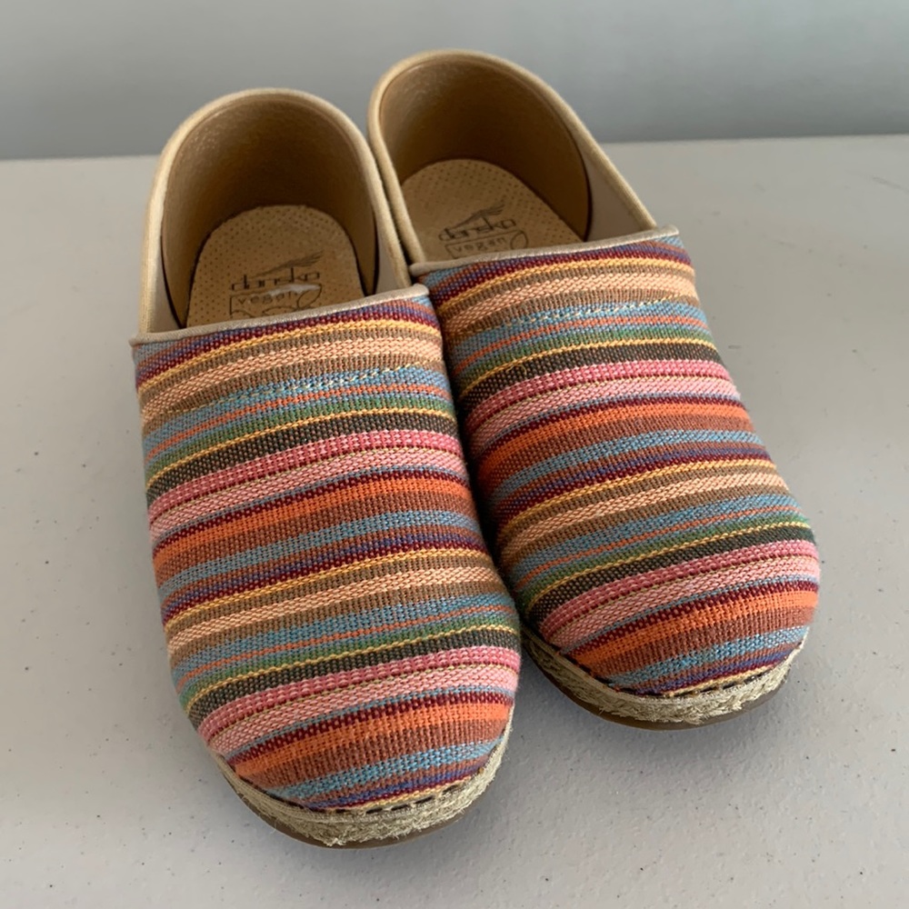 Dansko Vegan Natural Striped Jute Clog Size 38